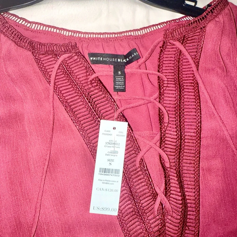 White House Black Market Burgundy-red Blouse, brand new with tag - Picture 4 of 7